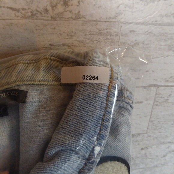 BRANDY MELVILLE Jacket Women Medium Blue Long Sleeve Distressed Light Wash Alien - Picture 12 of 12